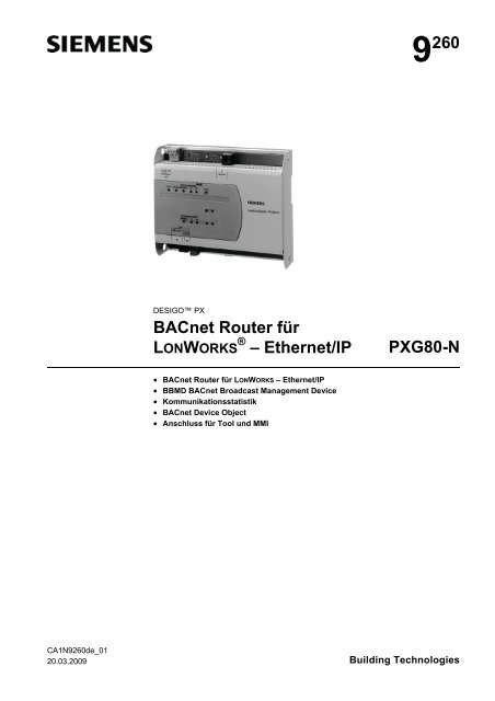 PXG80-N BACnet Router für LonWorks - Ethernet/IP - BIG-EU