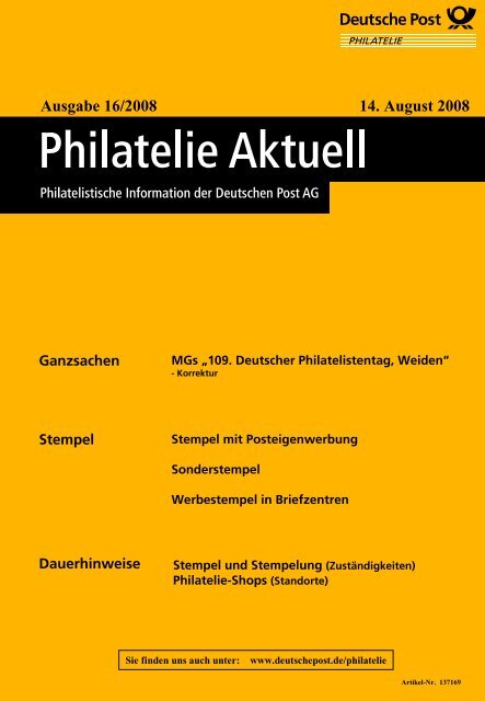 Ansicht und Download (PDF) - Deutsche Post - Philatelie