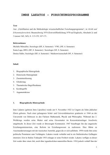 Zusammenfassung (pdf) - Wissenschaftstheorie und -geschichte