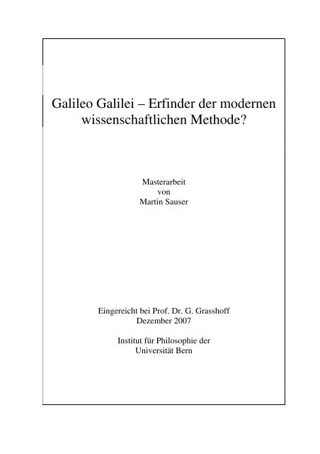 Galileo Galilei – Erfinder der modernen wissenschaftlichen Methode?