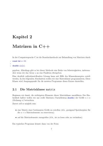 Kapitel 2 Matrizen in C++
