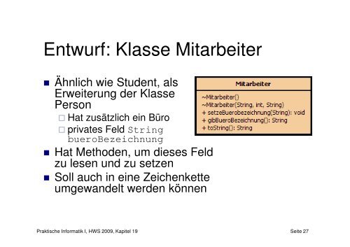 Kapitel 19: Klassen und Unterklassen - Pi1 - Universität Mannheim