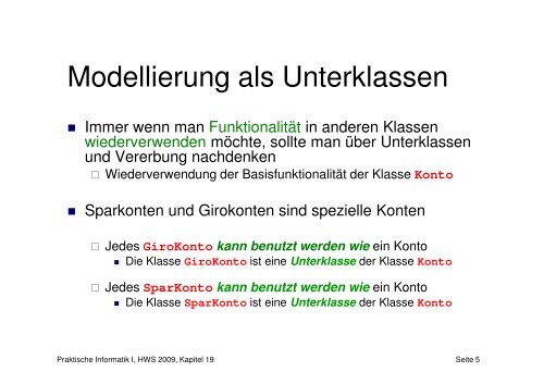 Kapitel 19: Klassen und Unterklassen - Pi1 - Universität Mannheim