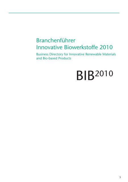 Branchenführer Innovative Biowerkstoffe (BIB 2010) - Plasticker