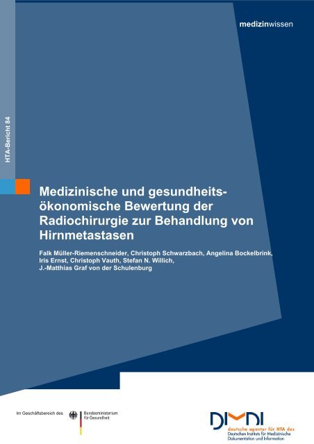 Medizinische und gesundheits- ökonomische Bewertung ... - DIMDI