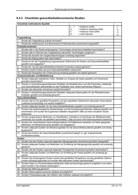 Medizinische und gesundheits- ökonomische Bewertung ... - DIMDI