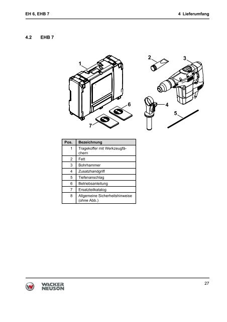 Betriebsanleitung Elektrohammer EH 6, EHB 7 - Wacker Neuson