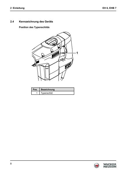 Betriebsanleitung Elektrohammer EH 6, EHB 7 - Wacker Neuson