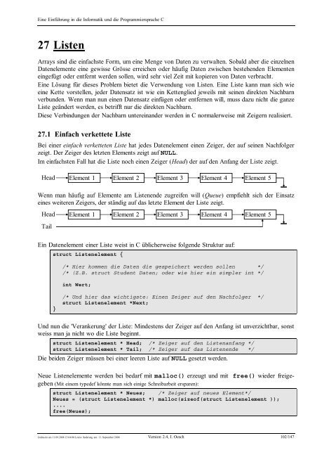 Eine Einführung in die Programmiersprache C und ... - C /C++ Ecke