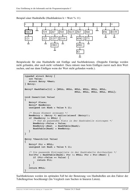 Eine Einführung in die Programmiersprache C und ... - C /C++ Ecke