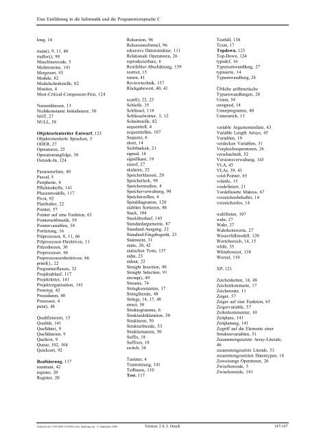 Eine Einführung in die Programmiersprache C und ... - C /C++ Ecke