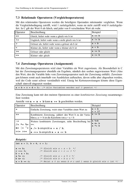 Eine Einführung in die Programmiersprache C und ... - C /C++ Ecke