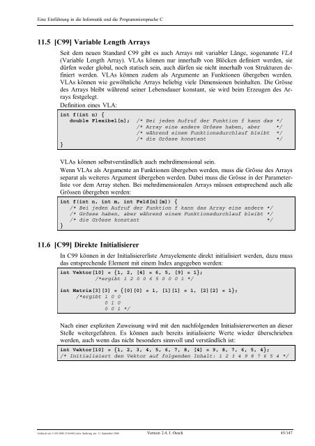 Eine Einführung in die Programmiersprache C und ... - C /C++ Ecke