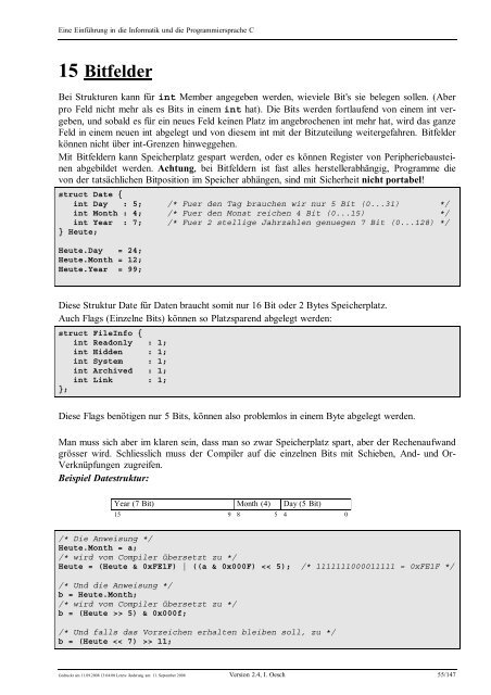 Eine Einführung in die Programmiersprache C und ... - C /C++ Ecke