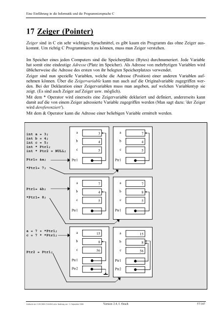 Eine Einführung in die Programmiersprache C und ... - C /C++ Ecke