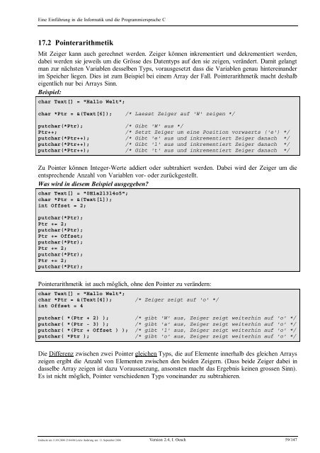 Eine Einführung in die Programmiersprache C und ... - C /C++ Ecke