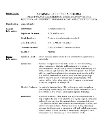 argininosuccinase deficiency - Public Health