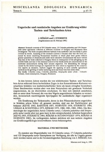 Miscellanea Zoologica Hungarica 6. 1991 (Budapest, 1991)