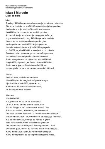 Iskaz i Marcelo - Tekstovi pesama