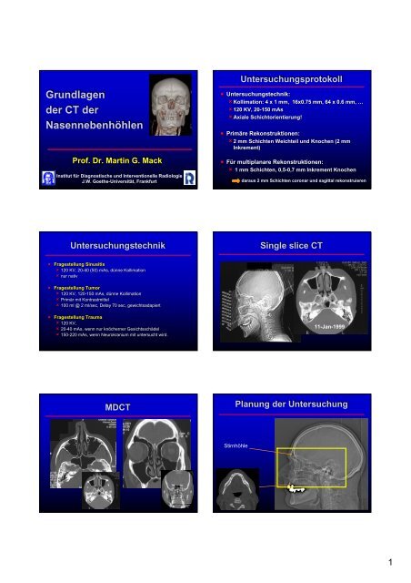 Fortbildung 04.11.2008 - Institut für Diagnostische und ...