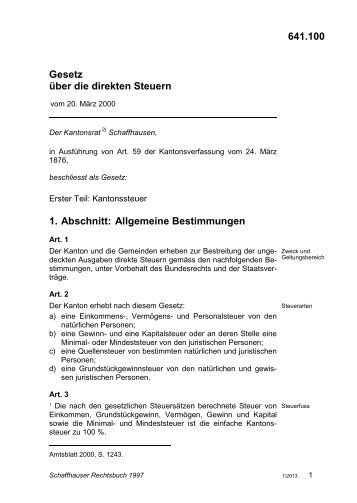 Gesetz über die direkten Steuern - Schaffhauser Rechtsbuch ...