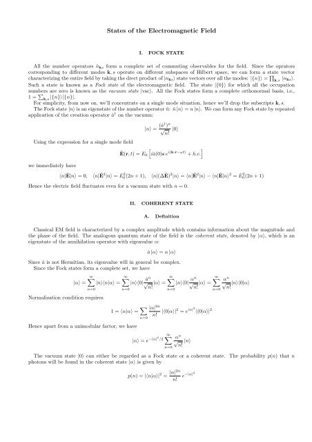 States of the Electromagnetic Field - Read