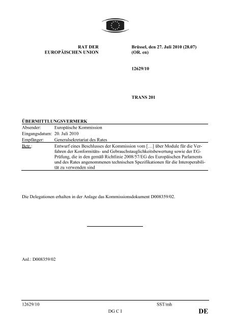 12629/10 - Öffentliches Register der Ratsdokumente