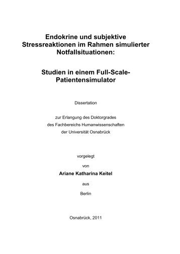 Endokrine und subjektive Stressreaktionen im Rahmen simulierter ...