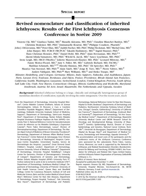 Revised nomenclature and classification of inherited ichthyoses ...