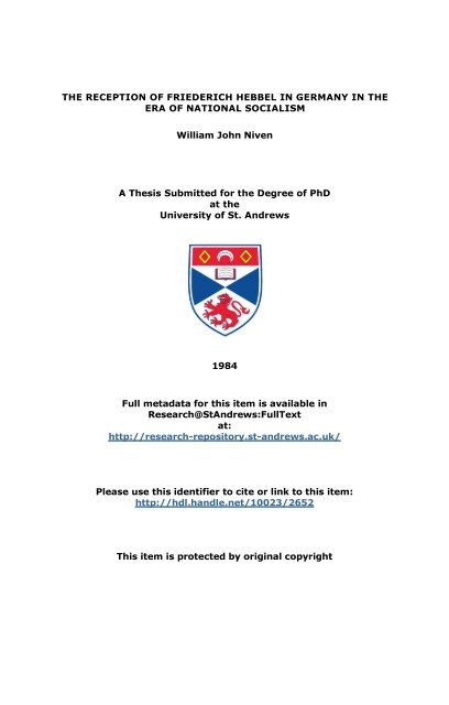 William John Niven Phd Thesis - University of St Andrews
