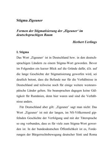 1. Herbert Uerlings (Trier): Stigma Zigeuner. Formen der ... - Reviste