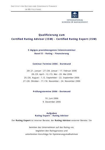 Qualifizierung zum Certified Rating Advisor (ISM) - Certified Rating ...