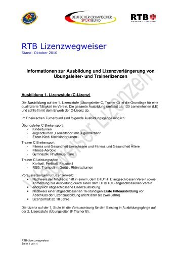 RTB Lizenzwegweiser