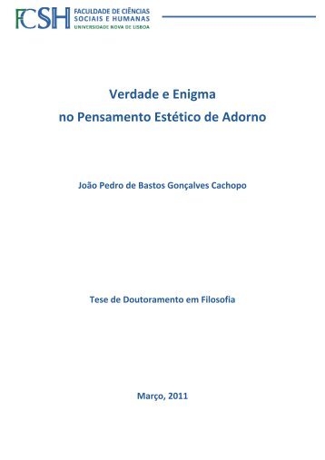 Verdade e Enigma no Pensamento Estético de Adorno.pdf - RUN UNL