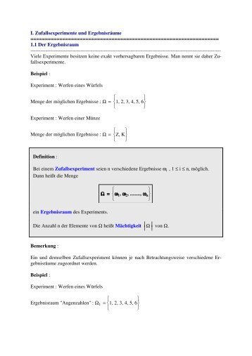 Zufallsexperiment und Ergebnisraum