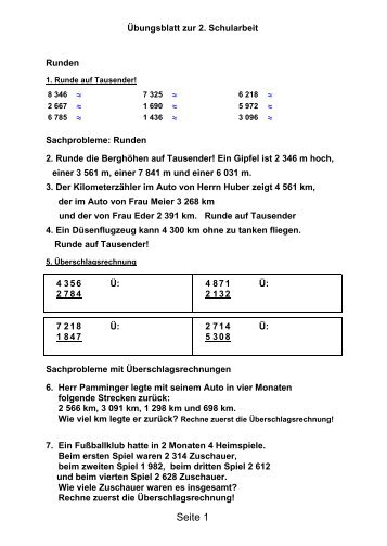 Übungsblätter für die Schularbeit