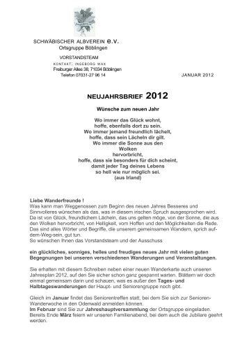 NEUJAHRSBRIEF 2012 - Schwäbischer Albverein