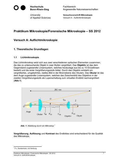 Praktikum Mikroskopie/Forensische Mikroskopie