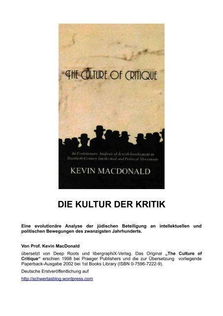 Die Kultur der Kritik Deutsche Übersetzung von Kevin MacDonalds