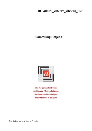 Sammlung Hetjens - Zoeken in het Rijksarchief in België