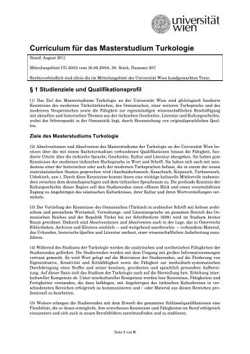 Curriculum für das Masterstudium Turkologie - Senat - Universität ...