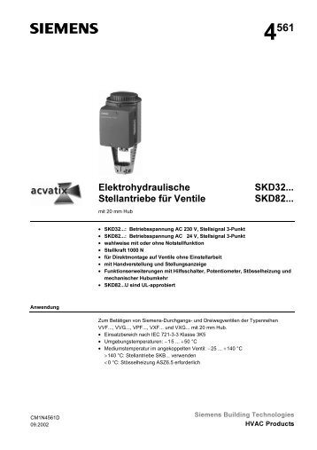 Elektrohydraulische Stellantriebe für Ventile SKD32... SKD82...