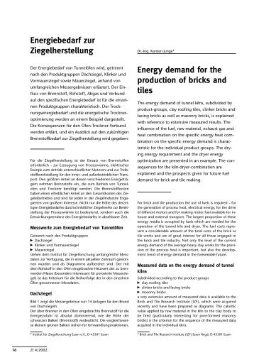 Energiebedarf zur Ziegelherstellung Energy demand for ... - Bauverlag
