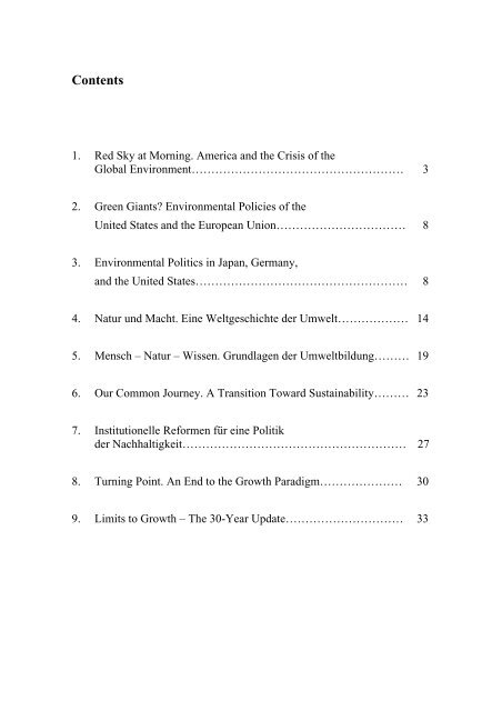 New seminal environmental works. Nine review articles. - WZB