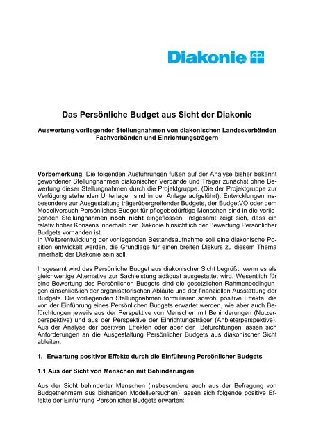 Das Persönliche Budget aus Sicht der Diakonie (pdf, 60,83 KB)