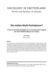 SOCIOLOGY IN SWITZERLAND - Sociology of Switzerland