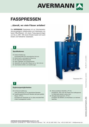 FASSPRESSEN - Avermann Maschinenfabrik Gmbh