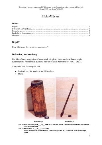 Holz-Mörser - Holzverwendung