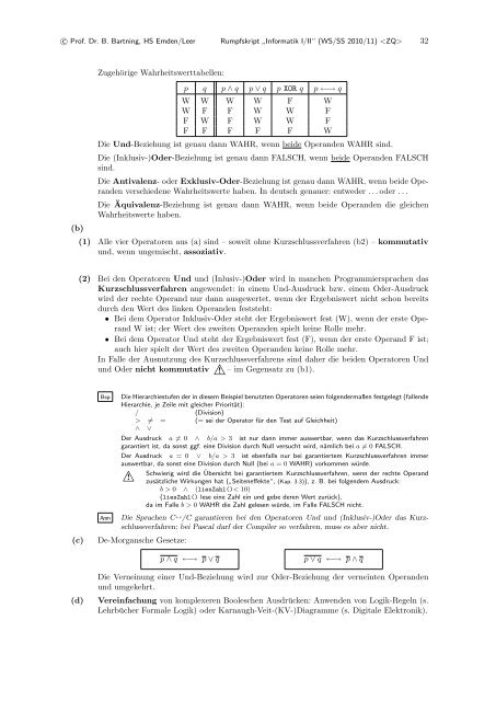 Vorlesungsskript - Hochschule Emden/Leer