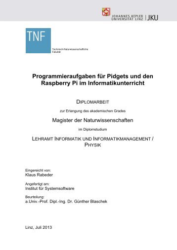 Programmieraufgabben für Pidgets und den Raspberry Pi im ...